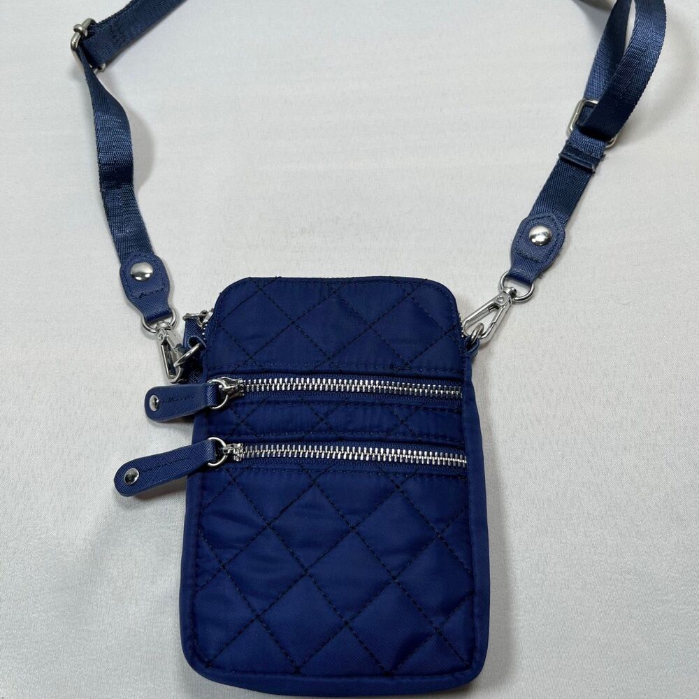 Chico’s Nylon Quilted Crossbody Bag Blue Adjustable Strap